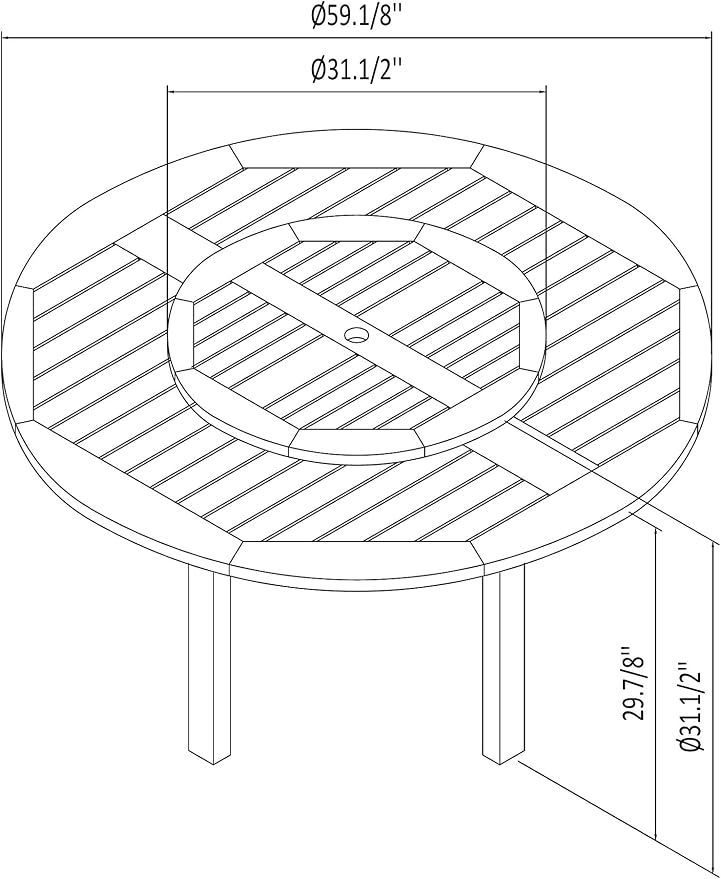 Urban Elements Melbourne 9-Piece Round Patio Furniture Set | Teak Finish 100% FSC Eucalyptus Wood | Backyard Furniture, Outside Table and Chairs, Outdoor Dining Set, 9-Piece Grey