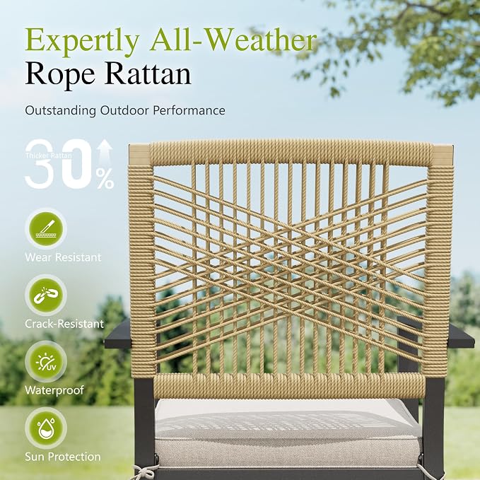Sophia & William 7pc Patio Dining Set, 54" Round Table, Wicker Chairs | Outdoor Dining Set for 6, Round Patio Dining Table Set with Patio Wicker Chairs for Garden, Porch, Deck