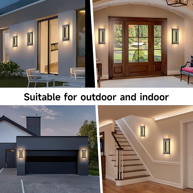 Dusk to Dawn LED Outdoor Wall Light,Exterior Light Fixture,15.7 in | Black Outdoor Porch Lights Wall Mount For House,Porch ,Patio,Front Door,Waterproof, LED 3000K Warm White,24W,1 Pack