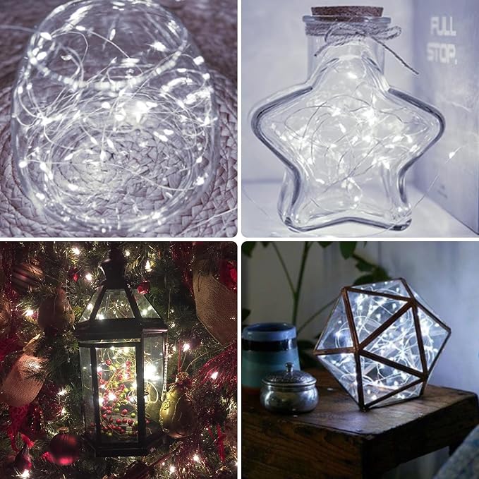 2 Pack Fairy Lights Battery Operated with Remote 33FT 100 LED Cool White | Remote Control, 8 Modes, Timer, Adjustable brightness, Waterproof Lights for Indoor Outdoor Classroom Christmas Decor