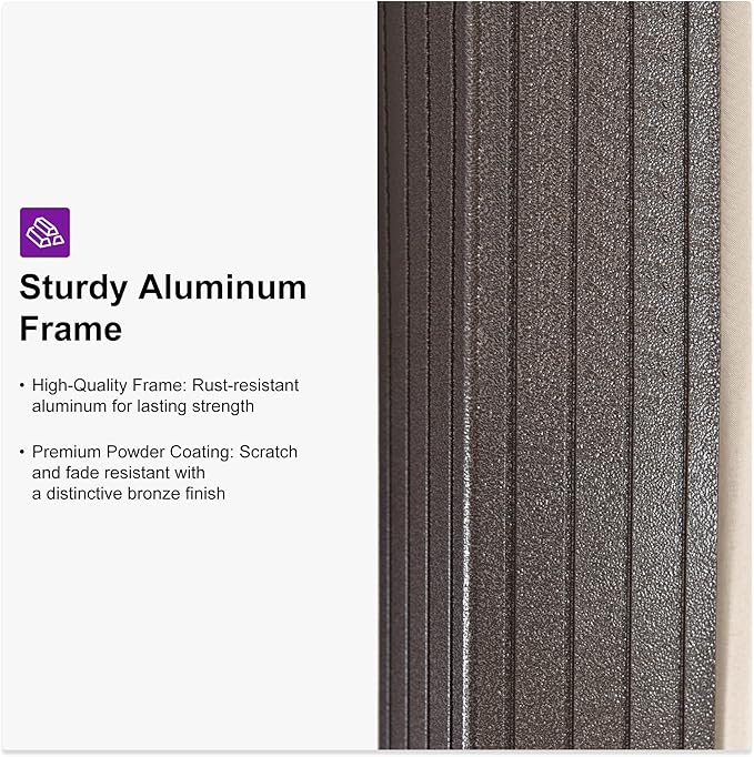 PURPLE LEAF 12’ X 14' Hardtop Gazebo Outdoor Metal Frame Galvanized Steel Double Roof with Curtains and Nettings for Patio Desk Backyard Bronze