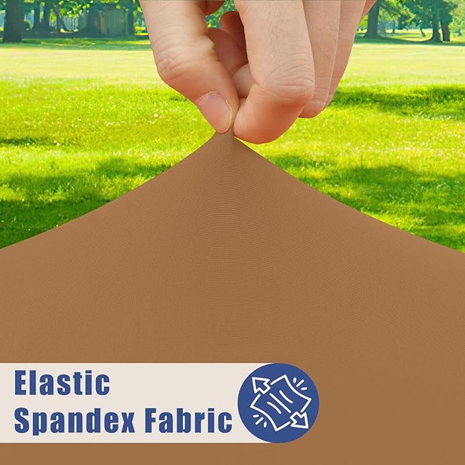 Moosfor Spandex 4 Foot Rectangle Table Cloth 2 Pack, Elastic Fitted Tablecloths for Picnic, Stretch Washable Patio Table Cover for Outdoor, Camping, Banquet and Parties (Brown, 30"x48")