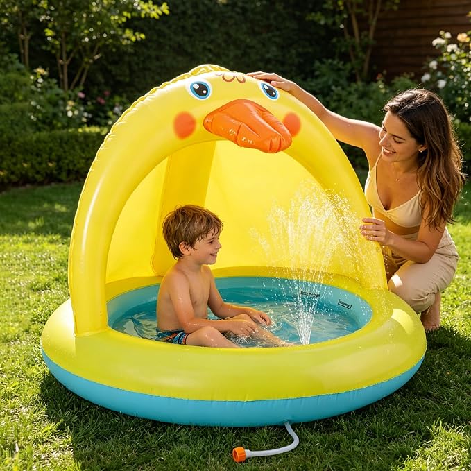 Shade Baby Pool, Sprinkle and Splash Play Pool, Outdoor Duck Bathtub of 39 Inches