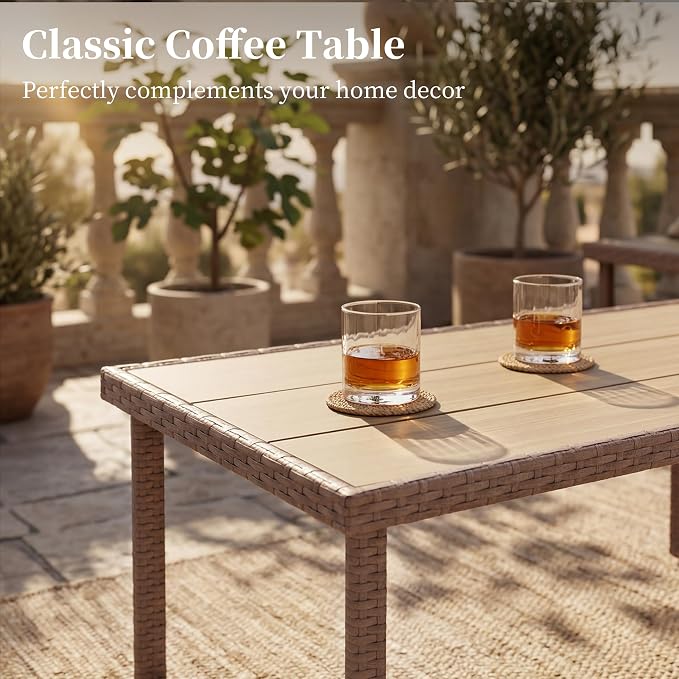 Bonzy Home 6 Piece Patio Furniture Set, Wicker Swivel Chairs Set of 2 with Rattan Side Table and 2 Ottoman & Loveseat Couch, Outdoor Patio Furniture with Extra-Thick Soft Cushions for Porch, Balcony