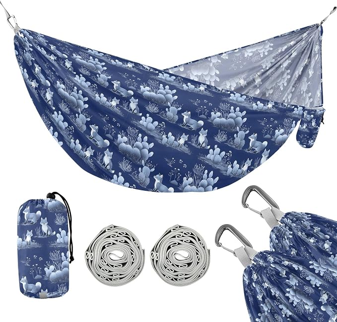 Camping Hammock Outdoor Hammocks for Outside Fox Cactus Beach Trees Portable Lightweight with Pockets Tree Straps Indoor