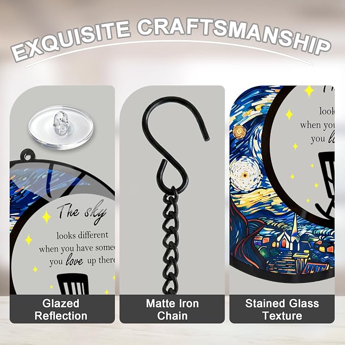 BamLue Starry Night Sun Catcher Ornament, Window Hanging, Suncatchers for Windows Hanging Ornaments, Window Decor, Ideal Gift | Gifts for Art Lovers, Friends, Family