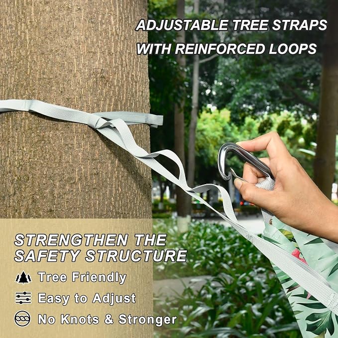 Camping Hammock Outdoor Hammocks for Outside Pink Flamingos Pineapple Beach Trees Portable Lightweight with Pockets Tree Straps Indoor