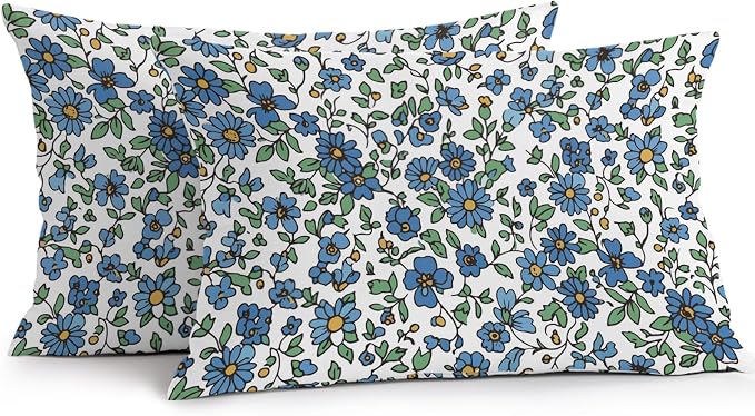 JasmineM Outdoor Pillow Cover Set of 2 Farmhouse Botanical Herbs Waterproof Throw Pillow Covers Blue White Decorative Pillowcases Garden Cushion Case for Patio Couch Sofa 12x20 Inch