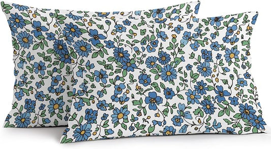 JasmineM Outdoor Pillow Cover Set of 2 Farmhouse Botanical Herbs Waterproof Throw Pillow Covers Blue White Decorative Pillowcases Garden Cushion Case for Patio Couch Sofa 12x20 Inch
