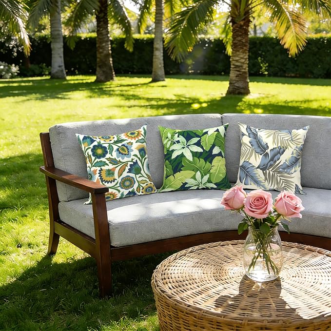 Outdoor Pillow Covers 16x16 Inch Set of 2 Waterproof Decorative Throw Pillow Covers Patio Pillow Cases for Patio Furniture Garden Couch Farmhouse,Fiesta Floral