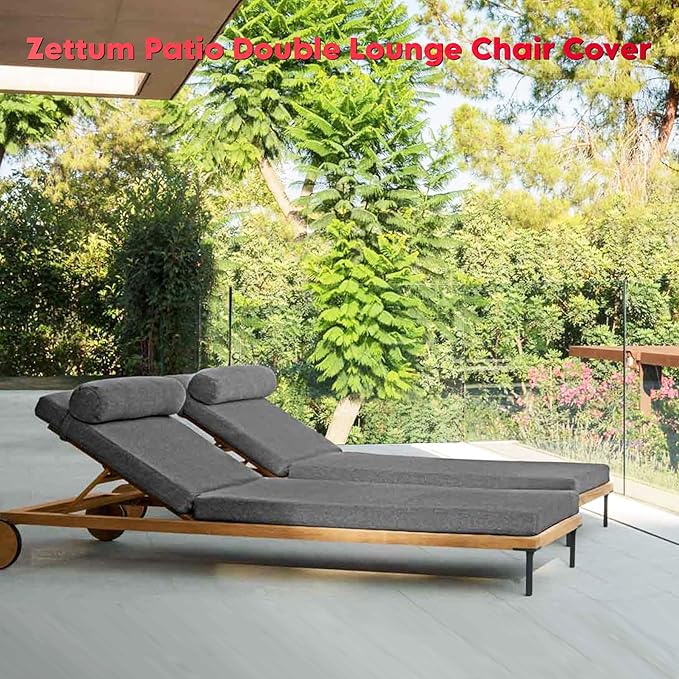 Zettum Double Chaise Lounge Cover - Outdoor Lounge Chair Cover Waterproof, 600D Heavy Duty Fade-Resistant Patio Seating Covers for Pool Lounge Chair, Lawn Bench Furniture 84 x 55 x 32 Inch