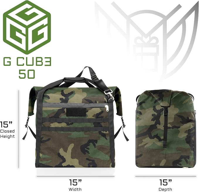 Xtreme Sight Line ~ G CUBƎ 50 Faraday Bag + LITE Faraday Bag Combo for Small to Medium Generators and Electronics ~ Protects Against EMP/CME/EMF/RF ~ Faraday Lined Interior ~ Woodland Camo Combo