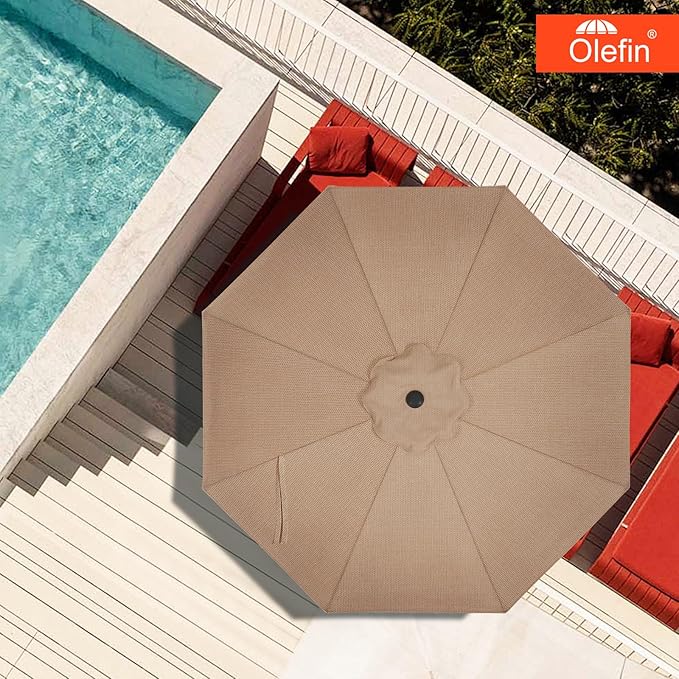 MASTERCANOPY 5-Year-Non-Fading Olefin 9FT Patio Umbrella Replacement Canopy for 8 Ribs- Forest Green Canopy Only