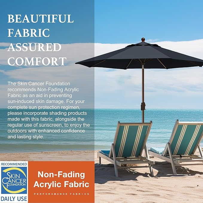 EliteShade USA 10-Year-Non-Fading 9Ft Market Patio Umbrella, UPF 50+ UV Protection Performance Sun Umbrella, Heavy Duty Commercial Grade Outdoor Table Umbrella with Crank & Tilt, Windproof Vented Top for Garden, Pool, Deck and Outdoor Playsets, Black