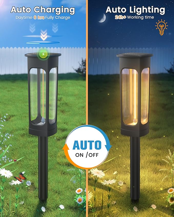 VOLISUN Solar Pathway Lights,12 Pack LED Solar Lights Outdoor Waterproof, Landscape Lighting,Warm Color Solar Path Lights,Landscape Lights,Solar Garden Lights for Yard Lawn Driveway Walkway