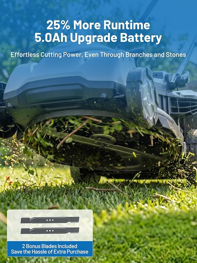 Litheli 40V Lawn Mower Electric, Push Mower, Lawnmower Battery Cordless