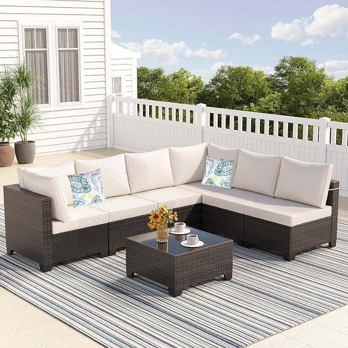Outdoor Wicker Patio Furniture Set - 7 Piece