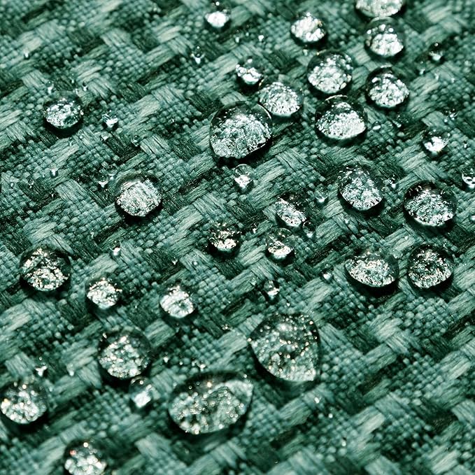 Kevin Textile Outdoor Waterproof 24"x24" Pillow Covers 2 Pack, Dark Green | Water Resistant Weaving Faux Linen Texture Throw Pillow Covers, Outside Decorative Pillowcases for Garden Patio Balcony Couch