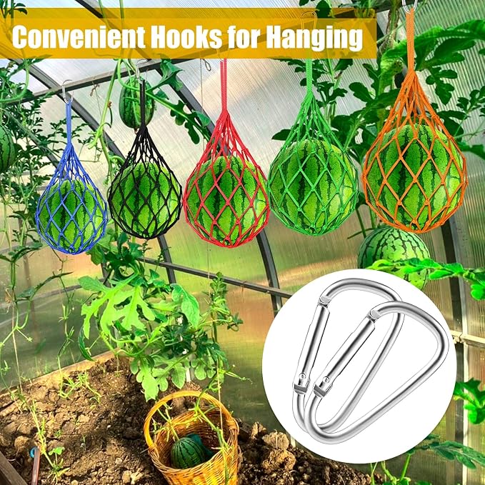 12 Pack Melon Hammocks Cradles, Melon Hammock Mesh Bags for Trellis, Heavy Duty Watermelon Nets with Hooks, Breathable, Durable & Easy - Install Fruit Support Net