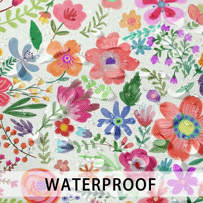 Flower Summer Outdoor Waterproof Throw Pillow Covers 18 x 18 Inch Set of 2, Floral Pink Pillowcase Square Cushion Case, Farmhouse Garden Decorative Pillows for Couch Beach Patio