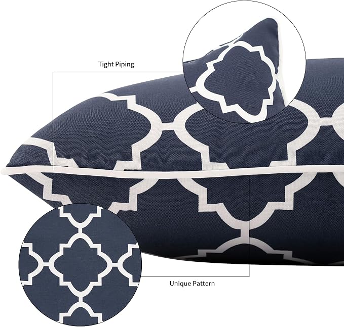 2 Pack Outdoor Throw Pillows 26" Patio Sofa Pillow,Blue Diamond | Water-Resistant Outdoor Cushions,Decorative Pillows with Insert for Patio Garden Porch,Blue Diamond