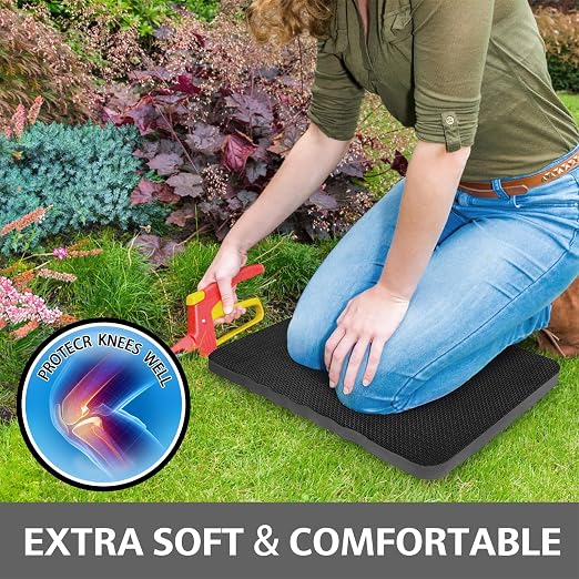 HOOPLE Kneeling Pad for Gardening, Lightweight Foam Knee Cushion for Garden, Bath, Yoga & Exercise, Waterproof Comfort Kneeling Mat for Home, Garage & Outdoor Work, Black 14.6 x 11.5 x 0.7 Inch