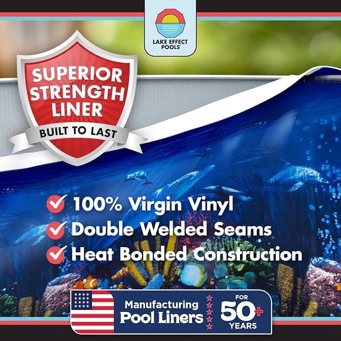Lake Effect Pools 'Bermuda' 12 ft x 24 ft Oval Above Ground Swimming Pool | 48 Inch Resin Protected Steel Sided Walls | Bundle Includes: 25 Gauge Overlap Liner & Widemouth Skimmer