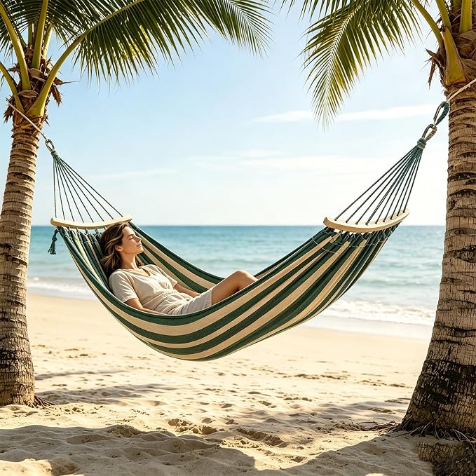 Hammock Replacement for Stand (Red, 2 Person, Anti-ROLL Design) | Hammock Without Stand, Rope Hammocks for Outdoor Travel Portable Lightweight Hammocks with Tree Straps and Storage Bag