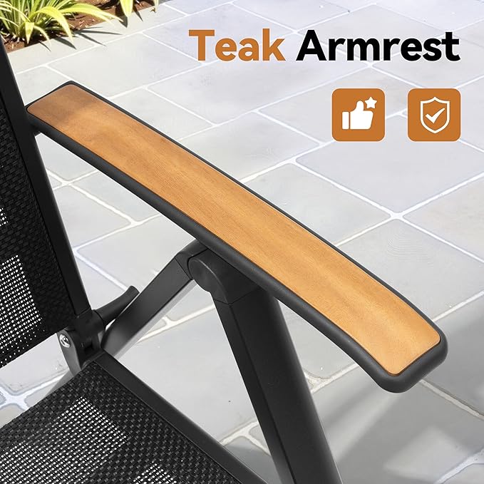 Pellebant 13 Pieces Aluminum Patio Table and Chairs Set - 118" Rectangular Table and Foldable Chair Outdoor Dining Set with Umbrella Hole, Weather Resistant Sturdy Frame for Deck, Porch & Backyard