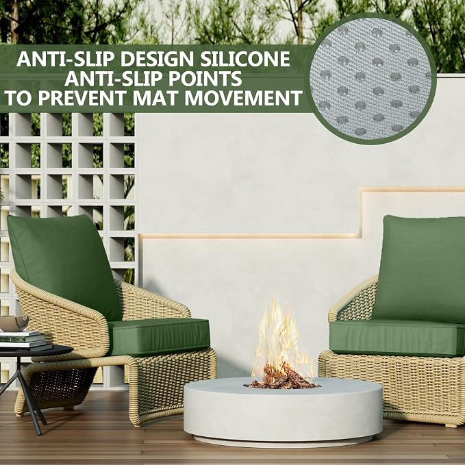 24" x 24" x 6" Outdoor Deep Seat Cushions Set - 2 Set Waterproof & Fade Resistant Patio Furniture Replacement Cushions, Non-Slip Outdoor Cushions Fit Loveseats, Couches, Chairs, Sofas.