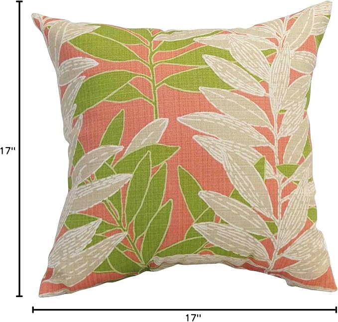 Blazing Needles Square Outdoor Throw Pillow, 17", Eastbluff Coral 2 Count