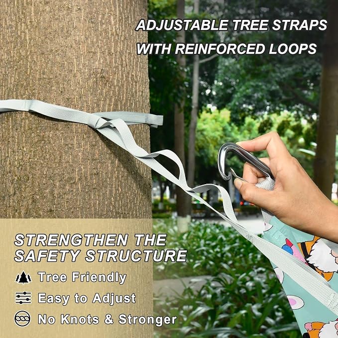 Camping Hammock Outdoor Hammocks for Outside Gnome Cartoon Cute Beach Trees Portable Lightweight with Pockets Tree Straps Indoor