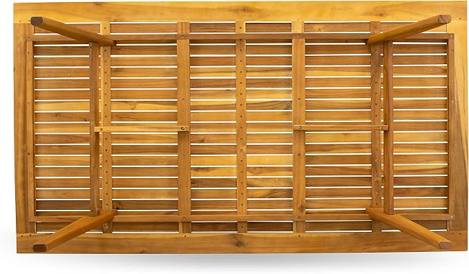 East West Furniture DECM5CANA 5 Piece Patio Dining Set Includes a Rectangle Outdoor Acacia Wood Table and 4 Folding Arm Chairs, 40x72 Inch, Natural Oil