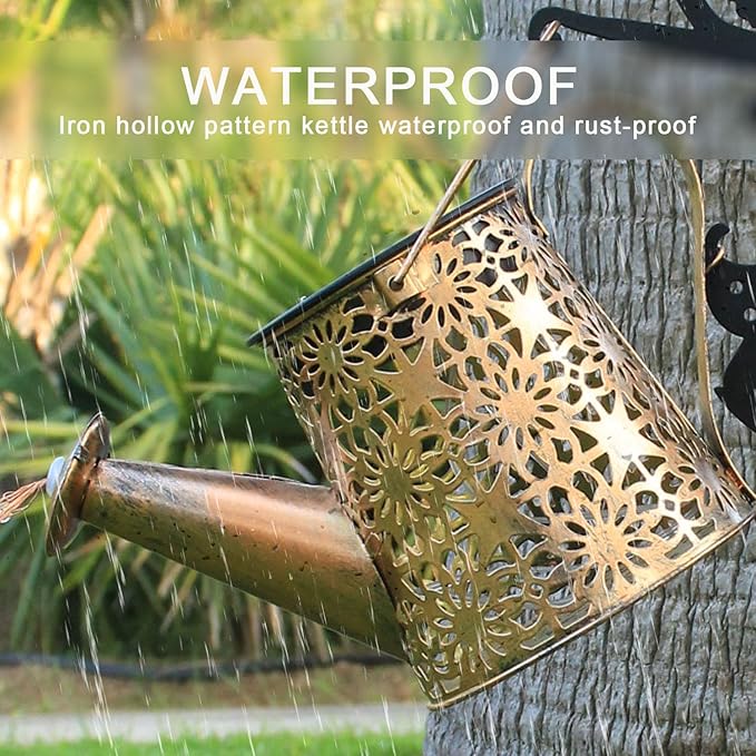 2Pack Solar Watering Can Lights,Waterproof Hollowed-Out Retro Metal Outdoor Lights,Fairy Solar Garden Lights Outdoor Decoration Gifts for Mom Grandma(Angel 1 Style)