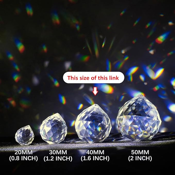 4 Pack Clear Crystal Ball Prism Suncatchers Window Rainbow Maker, 40mm | Hanging Crystals,Sun Catchers Indoor Window,Large Beads For Suncatcher,Chandelier Prisms for Home Garden Decor,Easy Hanging