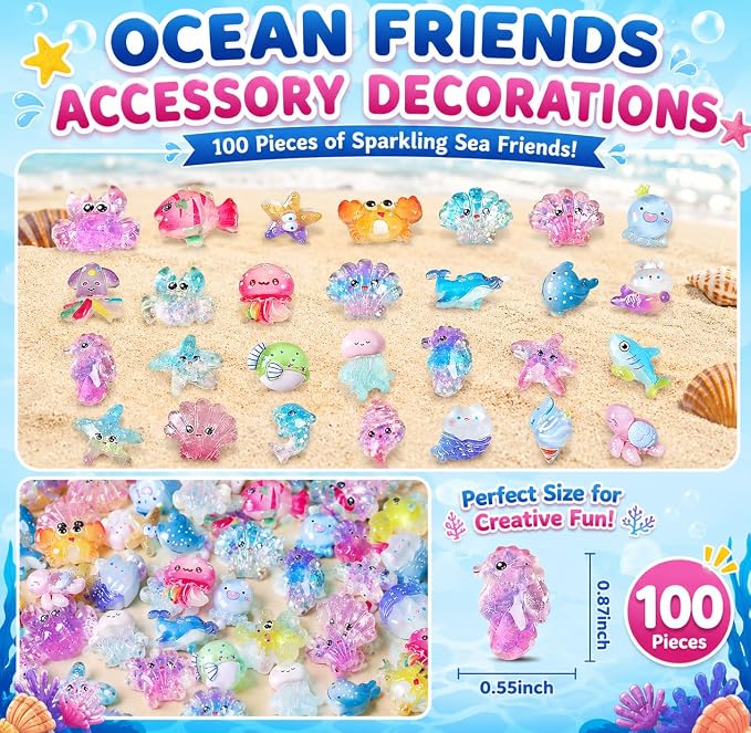 100PCS Ocean Mystery Blind Bags Mini Resin Animals, Cute Sea Creature Blind Box Surprise Toys, Tiny Figures for Kids Ocean Animal Collectibles for Party Favors DIY Crafts Phone Decor Classroom Prize
