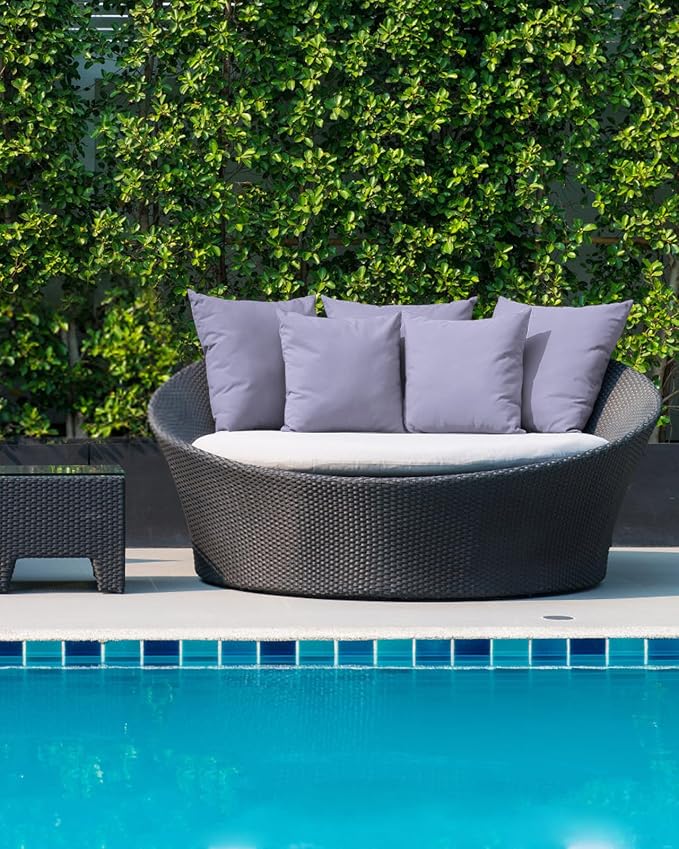 Outdoor Waterproof Throw Pillows Light Purple Solid Color Patio Pillows,Decorative Pillow Covers with Insert,Pillow Cushion Case for Garden Couch Sofa Minimalist Style