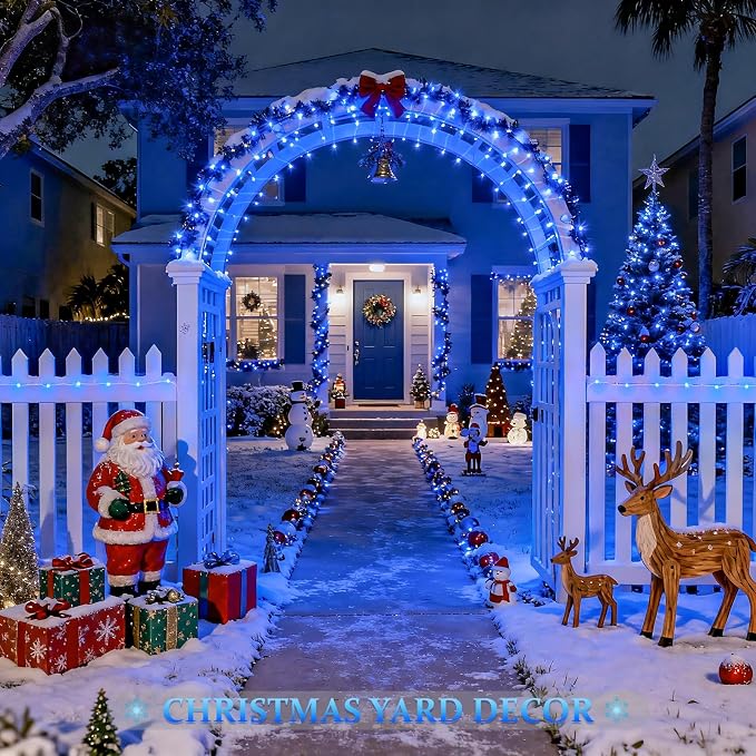JMEXSUSS 2 Pack Solar Fairy Lights, 33ft 100 LED Solar String Lights, Blue | Outdoor Waterproof, 8 Modes Copper Wire Mini Christmas Lights for Outside Patio Garden Tree Christmas Decorations