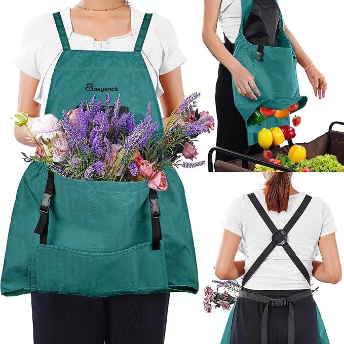 Gardening Apron, Garden Apron with Pockets for Women and Men, Farm Apron for Harvesting Picking Weeding