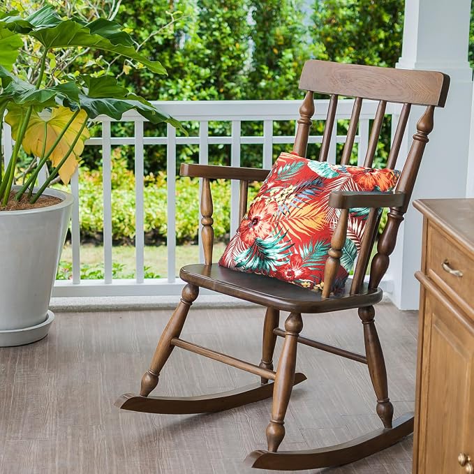 Throw Pillow with Insert, Set of 2, Outdoor Indoor Waterproof Decorative Patio Throw Pillow 18x18 Inch, Square Cushion for Couch Sofa Garden Farmhouse Decoration-Chili Red Floral