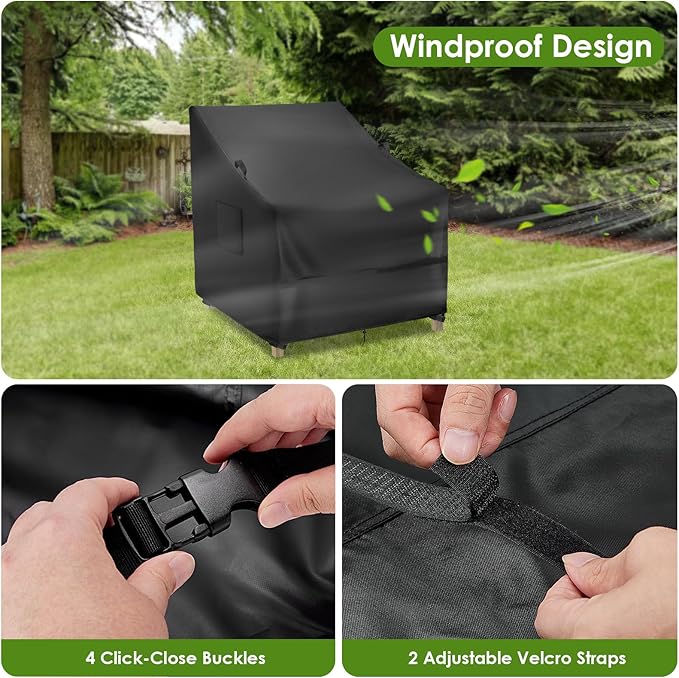 Outdoor Patio Swivel Chair Covers 2 Pack,Waterproof Outdoor Furniture Cover for Lawn Dining Chair with High Back,Patio Seat Chair Covers for Winter (24"L x 30"W x 40"H - 2 Pack)