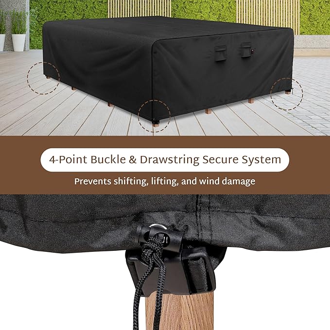 iBirdie Outdoor Patio Furniture Set Covers 100 x 76 inch fit 6 x 8 ft, 72, 74, 76 inch Wide, 100, 98, 96 inch Long Outside Dining Table and Chairs, Waterproof Weatherproof Cover, Heavy Duty 600D