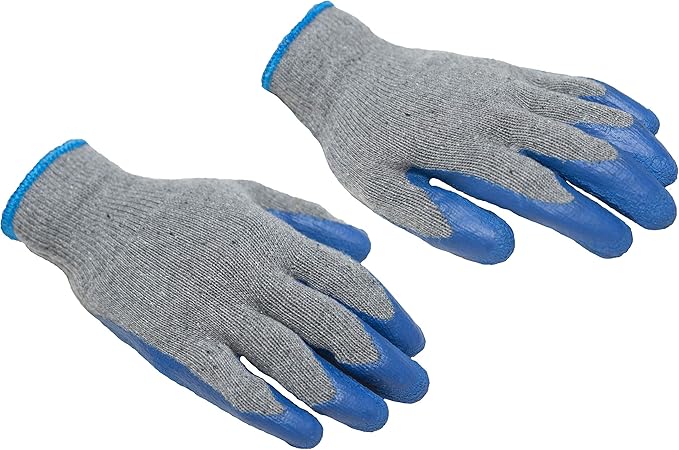 G & F PRODUCTS - 3100L-DZ-Parent Large Rubber Latex Double Coated Work Gloves for Construction, gardening gloves, heavy duty Cotton Blend Blue (Pack of 120)