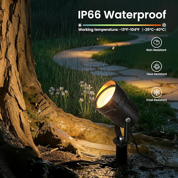 6W Landscape Lighting Kit, Low Voltage Landscape Lights with Transformer 100FT UL-Listed Wire & Connectors, 3000K Waterproof Outdoor Spot Lights for Yard House Tree 12V-24V 12Pack