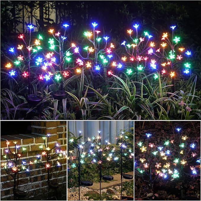 6 Pack Solar Lights Outdoor Waterproof, Garden Lights Solar Flowers | 2 Modes 120LED, Fairy Garden Decor for Outside, Yard, Patio, Pathway, Lawn Decorations, Gardening Gifts for Women Mom