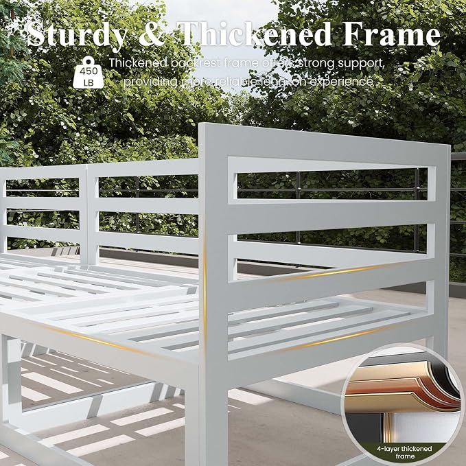LayinSun 10 Pieces Modern Aluminum Patio Furniture Set with Coffee Table, Outdoor Modular Sectional Conversation Set L-Shaped Sofa for Backyard