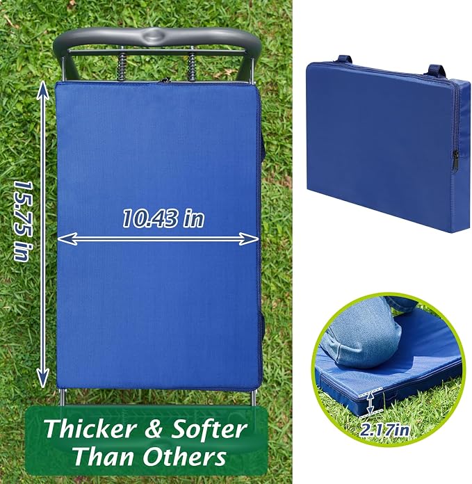 ikkle Heavy Duty Garden Kneeler and Seat, 838LB+ Capacity | Gardening Stool with Thicken & Widen Soft Kneeling Pad, Foldable Gardener Stool with Tool Pouch, Gift for Women, Gardeners