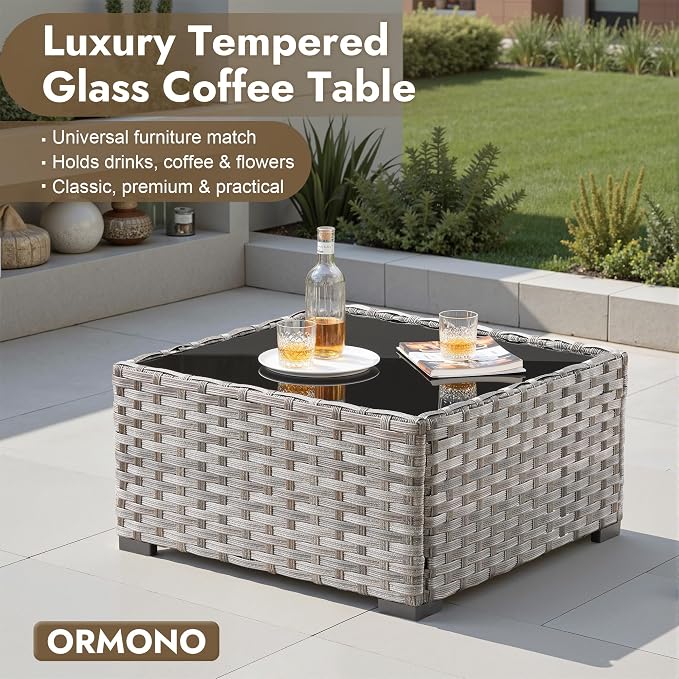 9 Pieces Patio Furniture Set, Wicker Outdoor Sectional Sofa with Swivel Chair Comfy Cushions, Modern Modular Deep Seat Rattan Couch Conversation Set for Backyard Porch Yard,Dark Grey