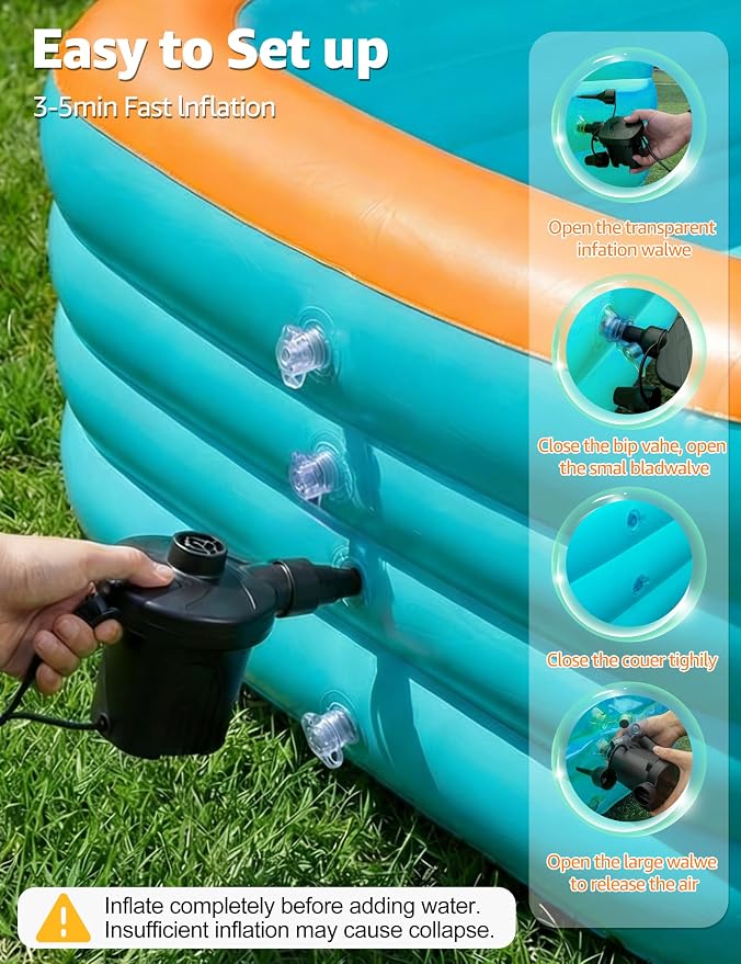 120" 4-Layer Thickened Inflatable Pool for Kids & Adults,Orange | 120",4-Layer,0.32mm Thickened PVC,16Lbs,Swimming Pool for Family, pets,Backyard,Outdoor Summer