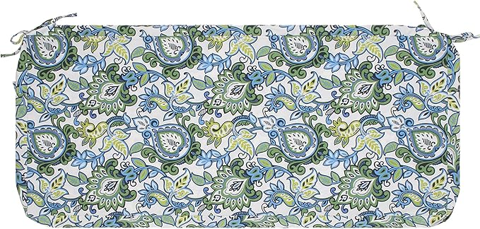 Magpie Fabrics Patio Bench Cushion Cover 48x18x3 Inch, NO Insert! Water Resistant UV Protection Outdoor Swing Loveseat Replacement Cover with Zipper, (Botanical Blue Green)